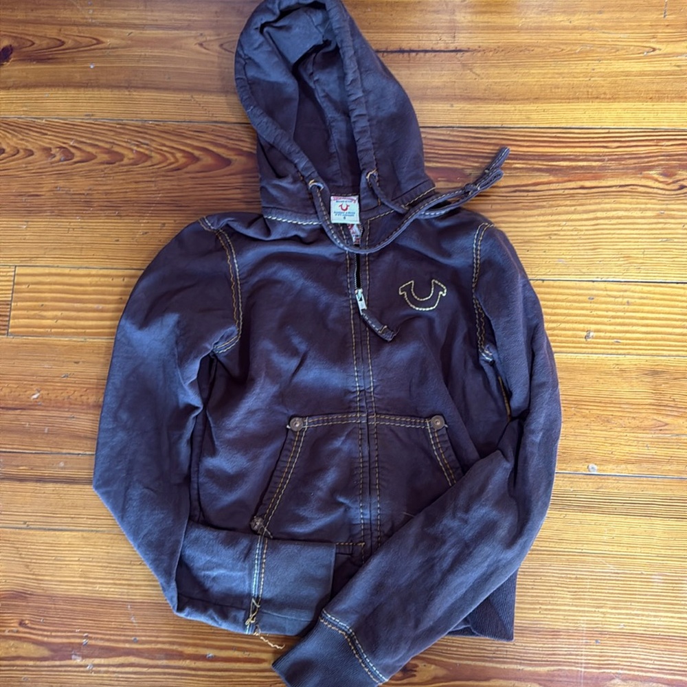 True Religion zip up hooded sweatshirt